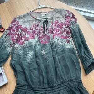 Chiffon Sundance Floral Ombre Sheer Blouse
